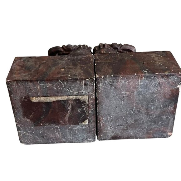 Set Of 2 Vintage Chinese Solid Marble Foo Dogs Imperial Guardian Lions Male Yang - Picture 8 of 8